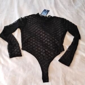 Fashion Nova Black "This Is What You Do Bodysuit", Size: M, NWT